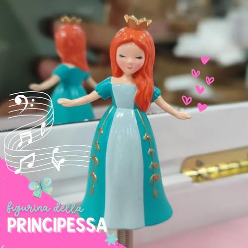 Portagioie Carillon Principessa per Bambine - Scatola Musicale per Bambini con Cassetti, Regali Principessa per Bambine, Scatole per Gioielli Principessa da 3 a 10 anni - 22,9 x 12,7 x 23,5 cm, Bianca - immagine 4