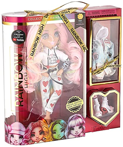 Rainbow High, Kia Hart, Bambola Edizione Speciale, Colore Rosa -Vestita con abiti firmati, accessori e supporto per bambole, 2 Completini da Abbinare, Regalo perfettoa partire dai 5 anni