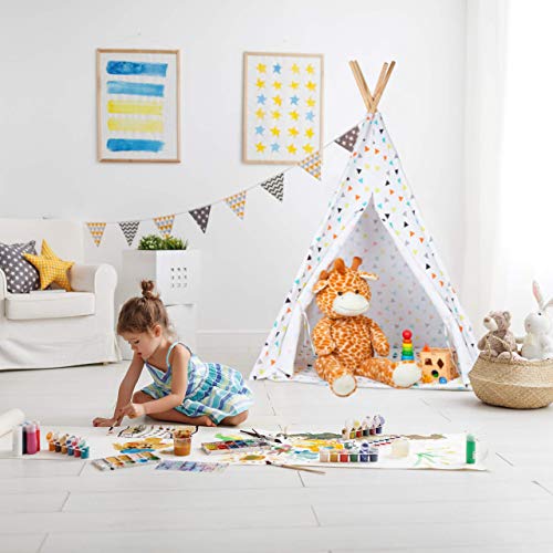 Relaxdays Tenda Giocattolo per Bambini, con Fondo, con Borsa per il Trasporto, HxLxP 160 x 115 x 115 cm, bianca/colorata - immagine 4
