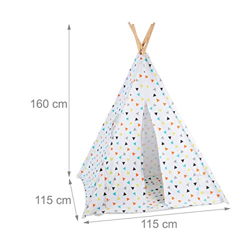 Relaxdays Tenda Giocattolo per Bambini, con Fondo, con Borsa per il Trasporto, HxLxP 160 x 115 x 115 cm, bianca/colorata - immagine 5