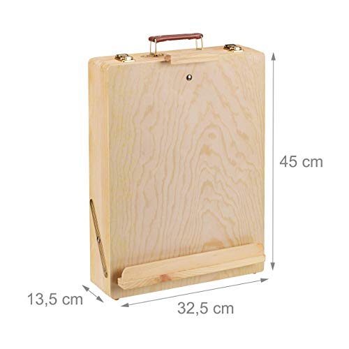 Relaxdays Valigetta Colori Pittore, Set di Accessori Acrilici, ad Olio e Altro, Cavalletto, Legno, Naturale - immagine 5