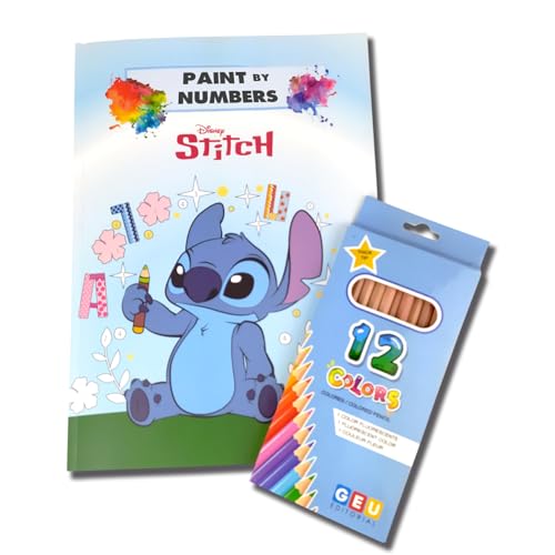 Stitch Arte: Dipingere con numeri bambini e adulti – Set 12 matite colorate  più Libro da colorare Disney – Artigianato per calmare e rilassare – Oltre  60 illustrazioni – Giochi e Prodotti per l'Età Evolutiva