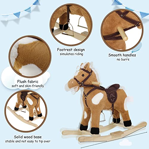 WOLTU Cavallo a Dondolo per Bambini in Legno Cavalluccio Giocattolo  Cavalcabile Peluche con Suoni Regalo Bimbi 1/2/3 Anni, Marrone e Bianco,  KSF003 – Giochi e Prodotti per l'Età Evolutiva