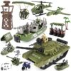 deAO Set da Gioco dell'Esercito Militare,Soldati Veicoli Militari,Giocattoli dell'Esercito Action Figure Aerei Elicottero,Barca e Altri Accessori,Regalo per Ragazzi e Ragazze