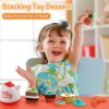 deAO Set da tè Gioco per Bambini, 40 Pezzi Set Accessori Cucina Giocattolo con Macchina Per Waffel Giocattolo Teiera e Giocattolo Cibo, Servizio da Te Giocattolo Tea Party Finta di Giocare con Dessert - immagine 5