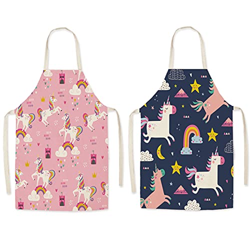 mellystore 2PCS Grembiule Cucina Bambini Unicorno Grembiule per Bambini  Pittura Grembiule per Bambini Cucina per Ragazze Ragazzi Cucinare Pittura  Artigianale Nero Rosa (8-12 Anni) – Giochi e Prodotti per l'Età Evolutiva