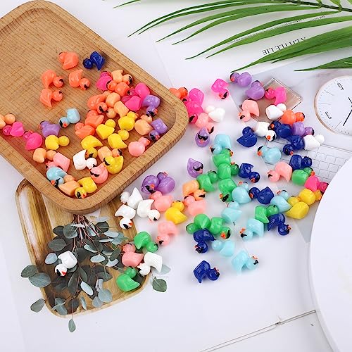 100pz Anatre in Resina, Anatre Gialle Mini con Occhiali da Sole Anatra in Resina da Giardino per Artigianato Anatra per Acquario Scuola Casa delle Bambole Decorazioni in Vaso (10 Colori) - immagine 4