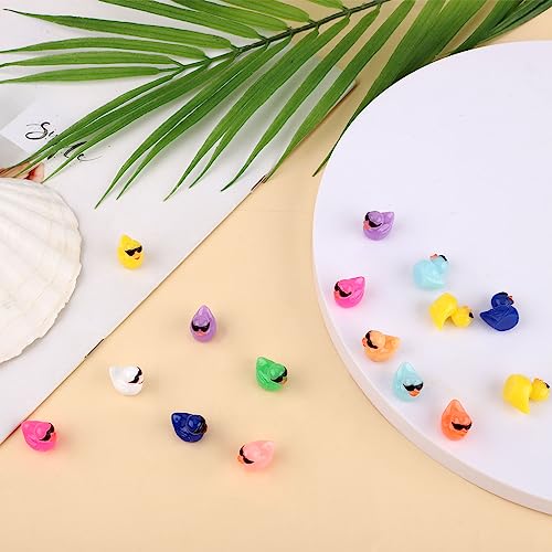 100pz Anatre in Resina, Anatre Gialle Mini con Occhiali da Sole Anatra in Resina da Giardino per Artigianato Anatra per Acquario Scuola Casa delle Bambole Decorazioni in Vaso (10 Colori) - immagine 6
