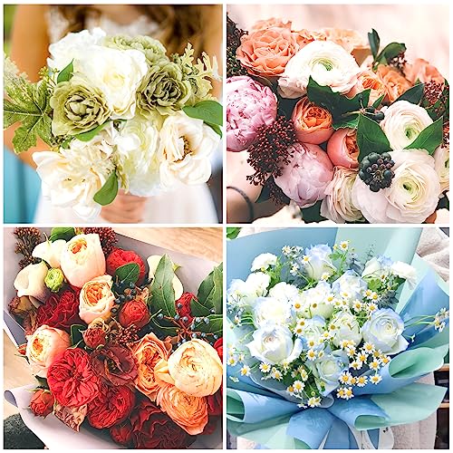 20 Fogli Carta da Regalo per Fiori, 58x58cm Carta da Regalo per Bouquet di Fiori Colore su Entrambi i Lati Carta da Imballaggio per Fiori per Matrimonio Laurea San Valentino - immagine 7
