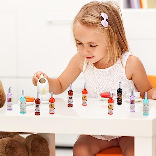 20pz Bottiglie in Miniatura, Carino Vino per Casa Delle Bambole Bottiglie per Mini Cibo Mini Accessori per Bevande per la Casa per Decorazioni per Case Delle Bambole in Scala 1:12 (10 Colori) - immagine 6