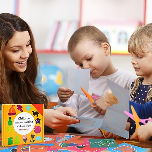 BIQIQI Kit per Tagliare e per le Creazioni di Carta per Bambini, da 96 Fogli + 1 Forbice di Sicurezza Fai-da-Te per Ragazzi - immagine 7