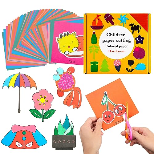 BIQIQI Kit per Tagliare e per le Creazioni di Carta per Bambini, da 96  Fogli + 1 Forbice di Sicurezza Fai-da-Te per Ragazzi – Giochi e Prodotti per  l'Età Evolutiva