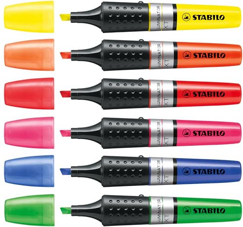 Evidenziatore - STABILO LUMINATOR - lunga durata e doppio tratto (2 + 5 mm) - Astuccio da 6 - Colori assortiti - immagine 3