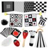 HappyKidsClub Giochi Neonato 0-12 Mesi, Accessori Utili Bianco e Nero, Libro Sensoriale, Regalo Bambino Montessori, Maschio, Sonaglio