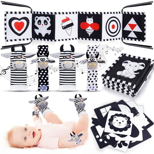 HappyKidsClub Giochi Neonato 0-12 Mesi, Libro Sensoriale Bianco e Nero  Neonati Sonaglio Neonato 0-9 Mesi Tummy Time Regalo Nascita Neonato Maschio  Femmina Giochi Montessori Sensoriali per Neonati – Giochi e Prodotti per