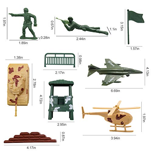 Hautton Soldati Militari Plastica[5cm/107 Pezzi], Personaggi Giocattolo Soldati Militari Personaggi Giocattolo D'azione con Soldati, Carri Armati, Aerei, Bandiere, Pareti, Borsa e Battaglia Accessori - immagine 7
