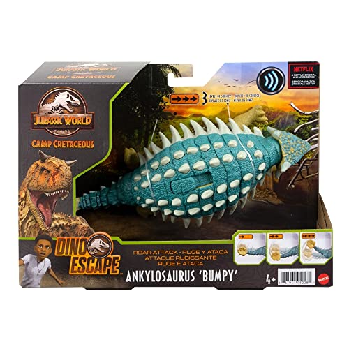 Jurassic World- Dinosauro Anchilosauro Attacco Sonoro Articolato, Giocattolo per Bambini 4+Anni, GWY27, Multicolore - immagine 7