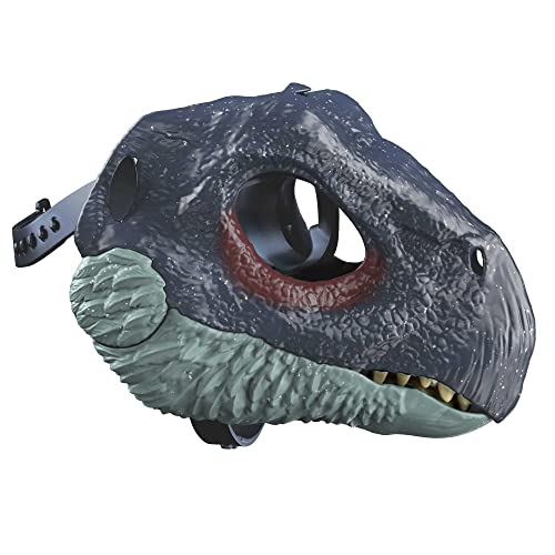 Jurassic World - Il Dominio Maschera di Dinosauro, ispirata al film, con fauci aperte, fattezze e colori realistici, aperture per occhi e naso e cinturino per fissarla, costume regalo da 4+ anni GWY33 - immagine 4