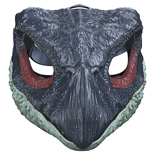 Jurassic World - Il Dominio Maschera di Dinosauro, ispirata al film, con fauci aperte, fattezze e colori realistici, aperture per occhi e naso e cinturino per fissarla, costume regalo da 4+ anni GWY33 - immagine 6