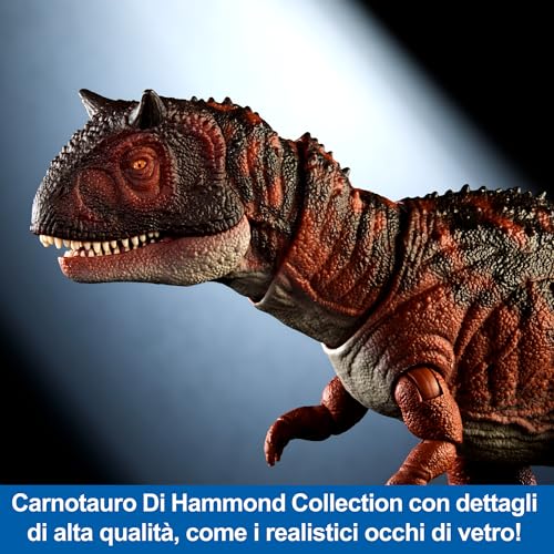 Jurassic World Il Regno Distrutto - Carnotaurus Hammond Collection, dinosauro snodabile dal design premium e lungo 43+ cm, occhi di vetro e dettagli realistici, giocattolo per bambini, 8+ anni, HTK44 - immagine 4