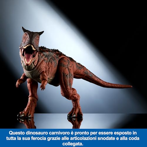 Jurassic World Il Regno Distrutto - Carnotaurus Hammond Collection, dinosauro snodabile dal design premium e lungo 43+ cm, occhi di vetro e dettagli realistici, giocattolo per bambini, 8+ anni, HTK44 - immagine 5