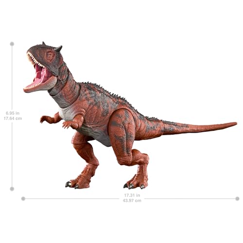 Jurassic World Il Regno Distrutto - Carnotaurus Hammond Collection, dinosauro snodabile dal design premium e lungo 43+ cm, occhi di vetro e dettagli realistici, giocattolo per bambini, 8+ anni, HTK44 - immagine 6