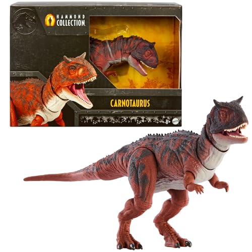 Jurassic World Il Regno Distrutto - Carnotaurus Hammond Collection, dinosauro snodabile dal design premium e lungo 43+ cm, occhi di vetro e dettagli realistici, giocattolo per bambini, 8+ anni, HTK44