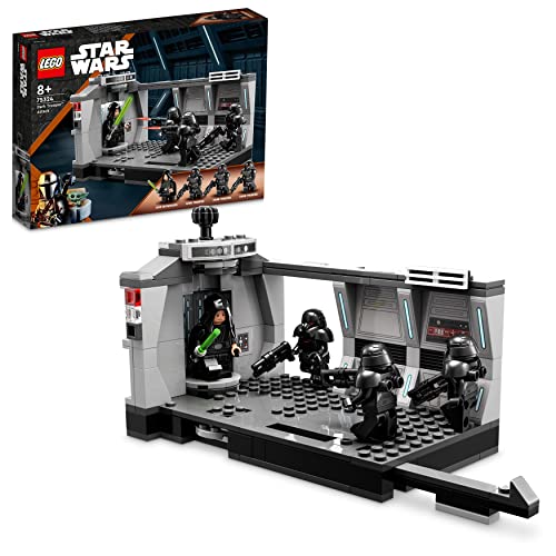 LEGO 75324 Star Wars Dark Trooper Attack Set, Mandalorian Buildable Toy with Revolving Elevator, Luke Skywalker Minifigure and Lightsaber, Multicolor