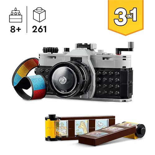 LEGO Creator 3 in 1 Fotocamera Retro, Giochi per Bambini e Bambine da 8 Anni, Macchina Fotografica Giocattolo da Costruire Trasformabile in Videocamera o TV Vintage, Idea Regalo di Compleanno 31147 - immagine 3