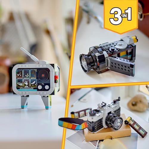 LEGO Creator 3 in 1 Fotocamera Retro, Giochi per Bambini e Bambine da 8 Anni, Macchina Fotografica Giocattolo da Costruire Trasformabile in Videocamera o TV Vintage, Idea Regalo di Compleanno 31147 - immagine 6