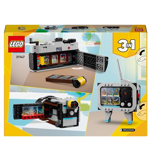 LEGO Creator 3 in 1 Fotocamera Retro, Giochi per Bambini e Bambine da 8 Anni, Macchina Fotografica Giocattolo da Costruire Trasformabile in Videocamera o TV Vintage, Idea Regalo di Compleanno 31147 - immagine 8