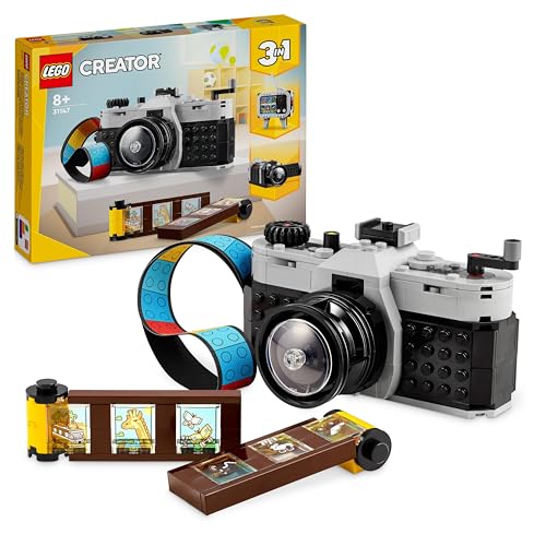 LEGO Creator 3 in 1 Fotocamera Retro, Giochi per Bambini e Bambine da 8 Anni, Macchina Fotografica Giocattolo da Costruire Trasformabile in Videocamera o TV Vintage, Idea Regalo di Compleanno 31147