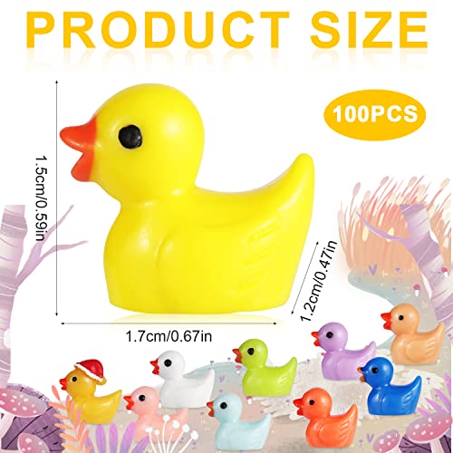 LUTER 100 Pezzi Mini Anatre in Resina, Anatra in Miniatura Piccole Anatre Figure di Anatra per Casa delle Bambole Artigianato DIY Paesaggio del Giardino Decorazioni per Casa (Multi Colori e Stili) - immagine 3