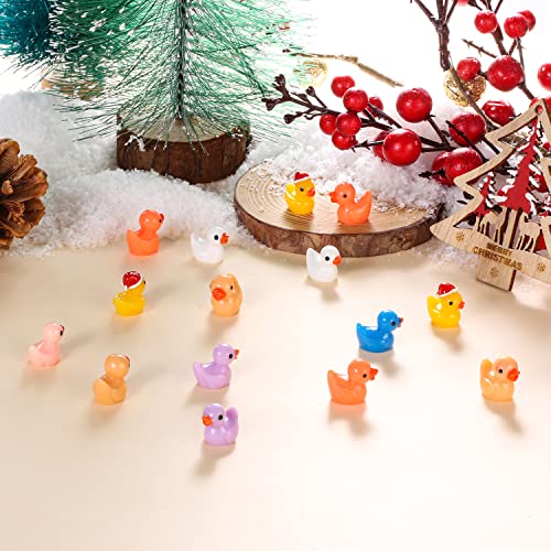 LUTER 100 Pezzi Mini Anatre in Resina, Anatra in Miniatura Piccole Anatre Figure di Anatra per Casa delle Bambole Artigianato DIY Paesaggio del Giardino Decorazioni per Casa (Multi Colori e Stili) - immagine 4