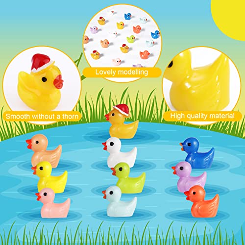 LUTER 100 Pezzi Mini Anatre in Resina, Anatra in Miniatura Piccole Anatre Figure di Anatra per Casa delle Bambole Artigianato DIY Paesaggio del Giardino Decorazioni per Casa (Multi Colori e Stili) - immagine 5