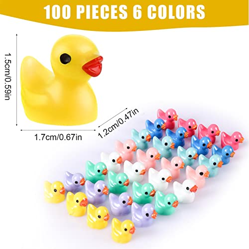 LUTER 100 Pezzi Mini Anatre in Resina, Piccole Anatre Figure in Miniatura per Acquario Giardino Paesaggio Casa delle Bambole Ornamento Decorazioni in Vaso Fai da Te (Multicolore) - immagine 3