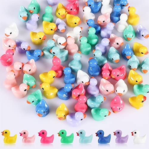 LUTER 100 Pezzi Mini Anatre in Resina, Piccole Anatre Figure in Miniatura per Acquario Giardino Paesaggio Casa delle Bambole Ornamento Decorazioni in Vaso Fai da Te (Multicolore) - immagine 4