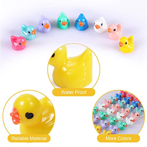 LUTER 100 Pezzi Mini Anatre in Resina, Piccole Anatre Figure in Miniatura per Acquario Giardino Paesaggio Casa delle Bambole Ornamento Decorazioni in Vaso Fai da Te (Multicolore) - immagine 5