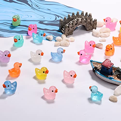 LUTER 100 Pezzi Mini Luminose Anatre in Resina, Piccole Anatre in Resina in Miniatura per Acquario Giardino Paesaggio Casa delle Bambole Ornamento Decorazioni in Vaso Fai da Te (Multicolore) - immagine 6
