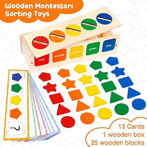 Landifor Giochi Bambini Montessori Cubo Incastri con Forme Geometriche Giochi Legno Bambini 1 2 3 Anni -Gioco di Ordinamento con 25 Pezzi Colorati -per Regalo Giocattolo Compleanno - immagine 7