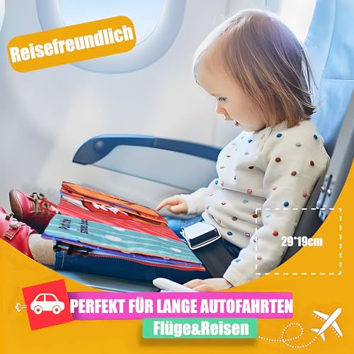 Libro Giocattolo in Tessuto per Bambini 6 Mesi, Libro Sensoriale Interattivo Morbido al Tatto, Giocattolo Didattico Colorato, Libro Silenzioso per Bambini 0 3 9 12 Mesi, Regalo Bimba Bimbo 1 Anno - immagine 6