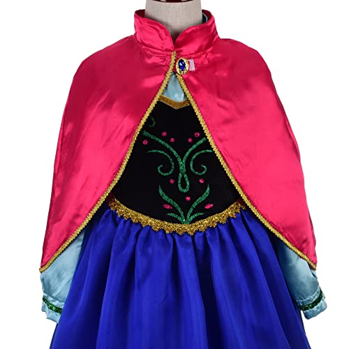 Lito Angels Vestito Costume Regno di Ghiaccio Principessa Anna con Mantello e Accessori per Bambina, Taglia 2-9 Anni - immagine 4