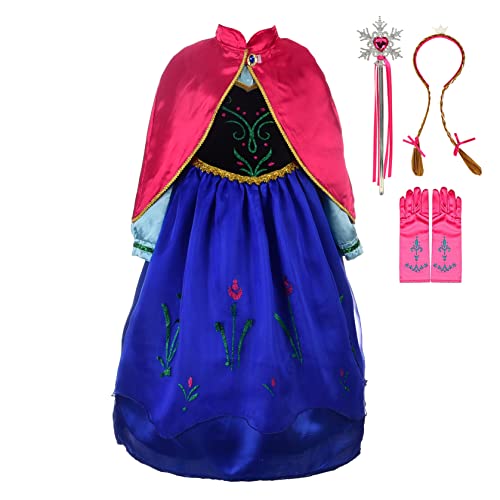 Lito Angels Vestito Costume Regno di Ghiaccio Principessa Anna con Mantello e Accessori per Bambina, Taglia 2-9 Anni