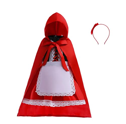 Lito Angels Vestito Costume da Cappuccetto Rosso con Mantello con Cappuccio  e Grembiule per Bambina Taglia 2-13 anni