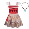 Lito Angels Vestito Vaiana Costume Oceania con Collana per Bambina, Rosso