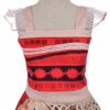 Lito Angels Vestito Vaiana Costume Oceania con Collana per Bambina, Rosso - immagine 5