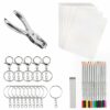 MXTIMWAN 53 Pezzi Kit di Fogli di Plastica Termoretraibile, Include 20 Shrink Plastic, Accessori Portachiavi, Matite, Pugno a Mano, Kit di Plastica Termoretraibile per Fai-da-Te Artigianato