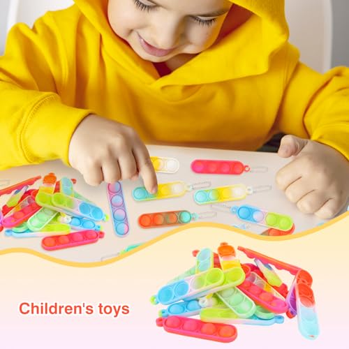 MXTIMWAN Mini Pop Push It Fidget Toy Portachiavi, 40 Pcs Mini Toy Portachiavi, Mini Squeeze Pop Fidget It Giocattoli, Colorato Silicone Spremere Pop Bubble Giocattoli Sensoriali, per Bambini e Adulti - immagine 4