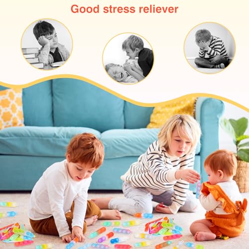 MXTIMWAN Mini Pop Push It Fidget Toy Portachiavi, 40 Pcs Mini Toy Portachiavi, Mini Squeeze Pop Fidget It Giocattoli, Colorato Silicone Spremere Pop Bubble Giocattoli Sensoriali, per Bambini e Adulti - immagine 5