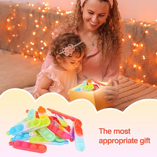 MXTIMWAN Mini Pop Push It Fidget Toy Portachiavi, 40 Pcs Mini Toy Portachiavi, Mini Squeeze Pop Fidget It Giocattoli, Colorato Silicone Spremere Pop Bubble Giocattoli Sensoriali, per Bambini e Adulti - immagine 6